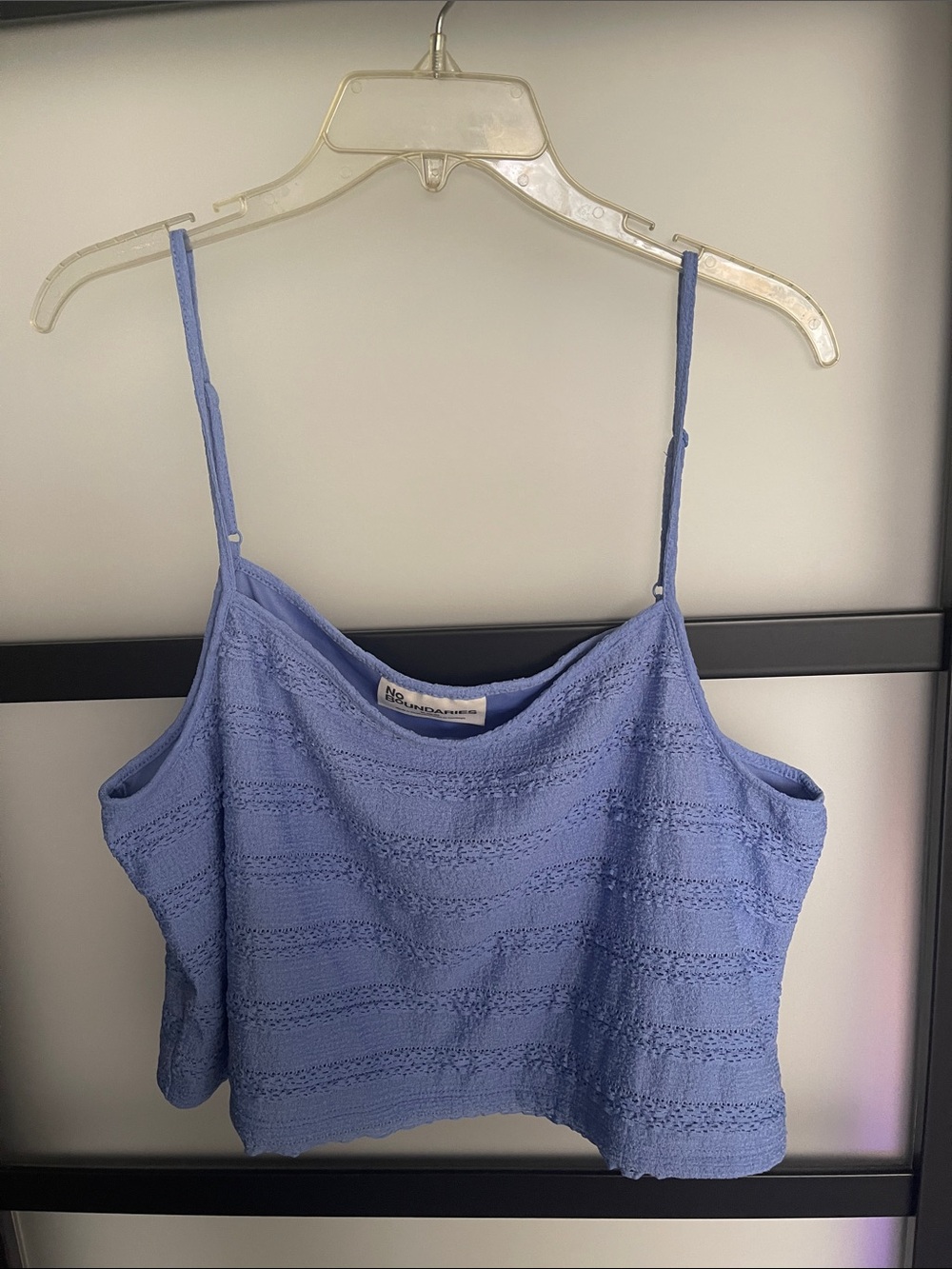 No Boundaries Periwinkle Lace-Texture Spaghetti Strap Camisole